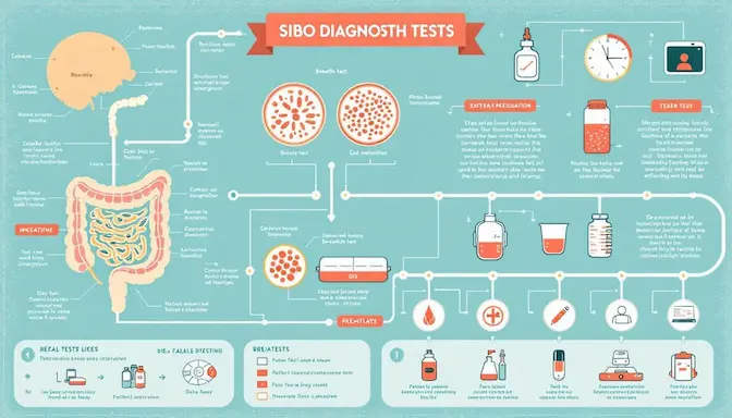 Obrazek przedstawiający proces diagnostyki SIBO, w tym testy oddechowe.